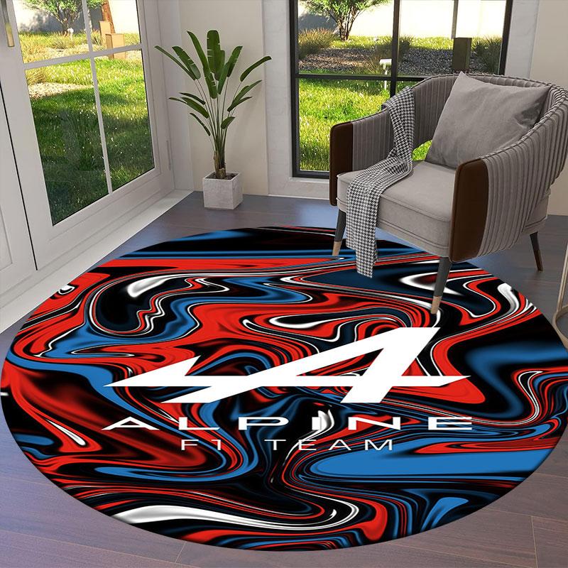 Alpine F1 Round Area Rug,Carpet Rug for Living Room Bedroom Sofa Playroom Decor,Non-slip Floor Mat