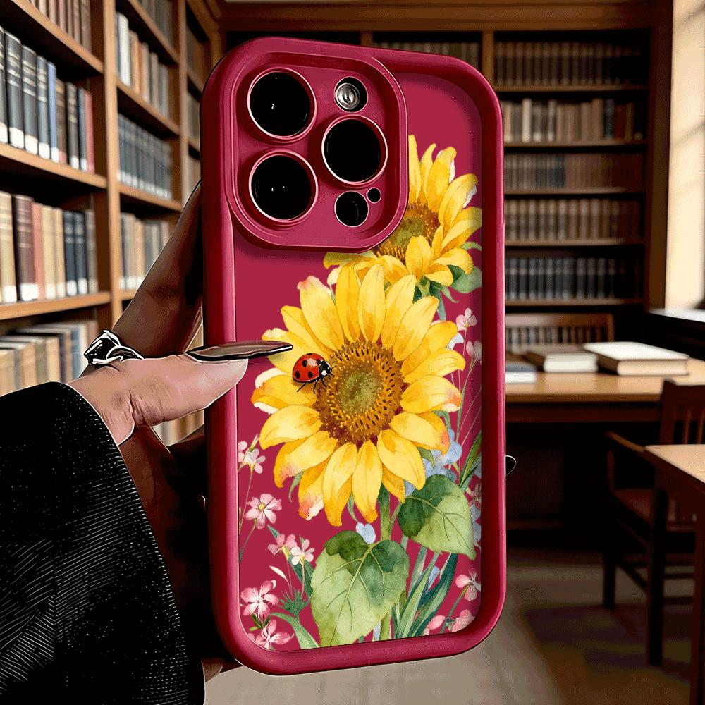 Sunflower Ladybug Watercolor Shockproof Soft Phone Case For Xiaomi Redmi Note 15 14 13 12 11 10 9 Pro Anti-Slip Anti-Fall Cover