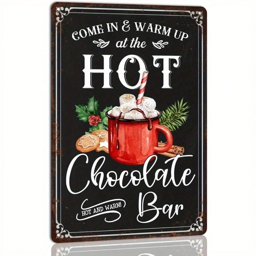 Metal Tin Sign Watercolor Christmas Tree Retro Wall Decor 20x30cm