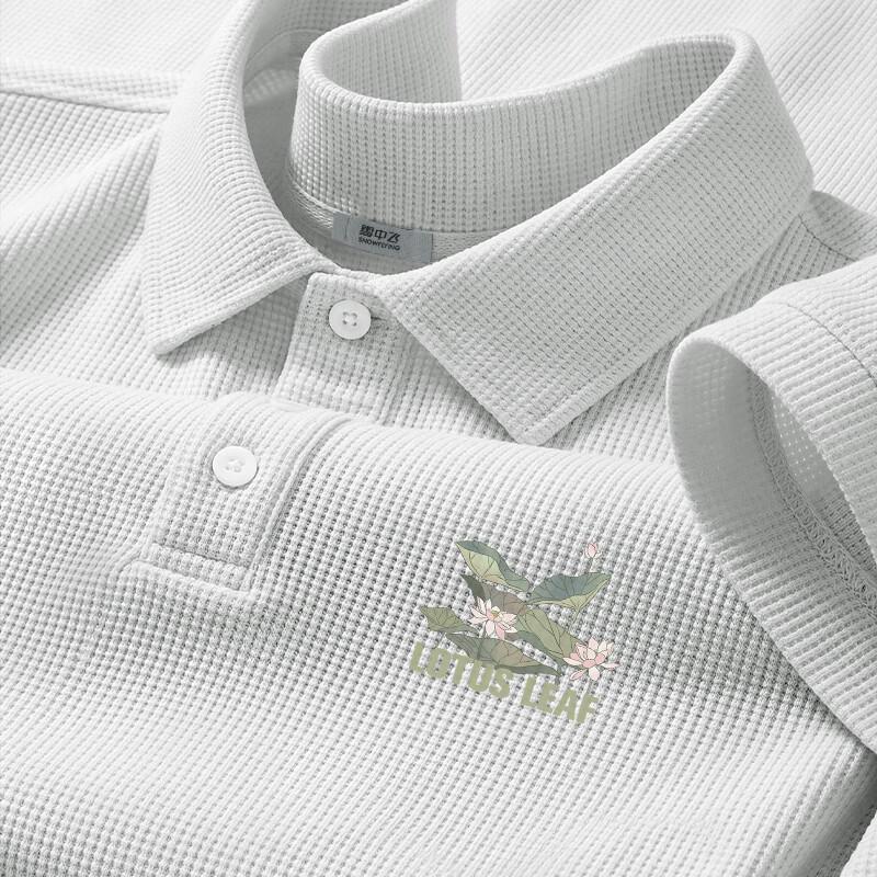 Xuezhongfei Men s Waffle Knit Short Sleeve Polo Shirt L