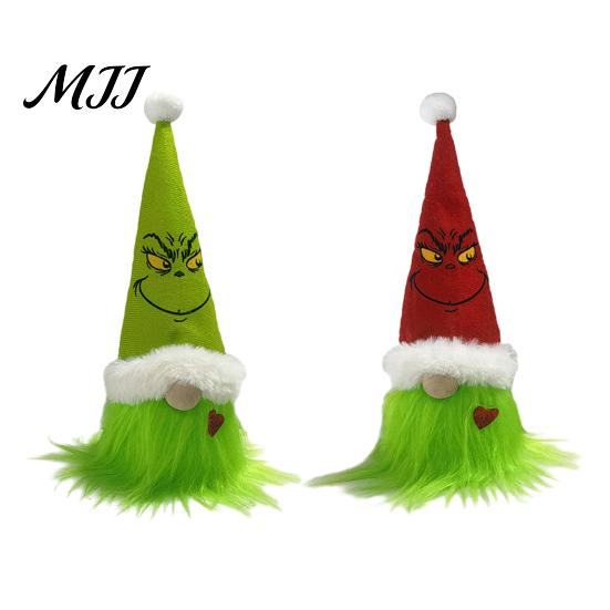 Front Wall Festive Hanging Decor Christmas Tree Green Haired Plush Ornament, Stuffed Animal Doll Dwarf Garden Holiday Accents Figurine, Party Supplies