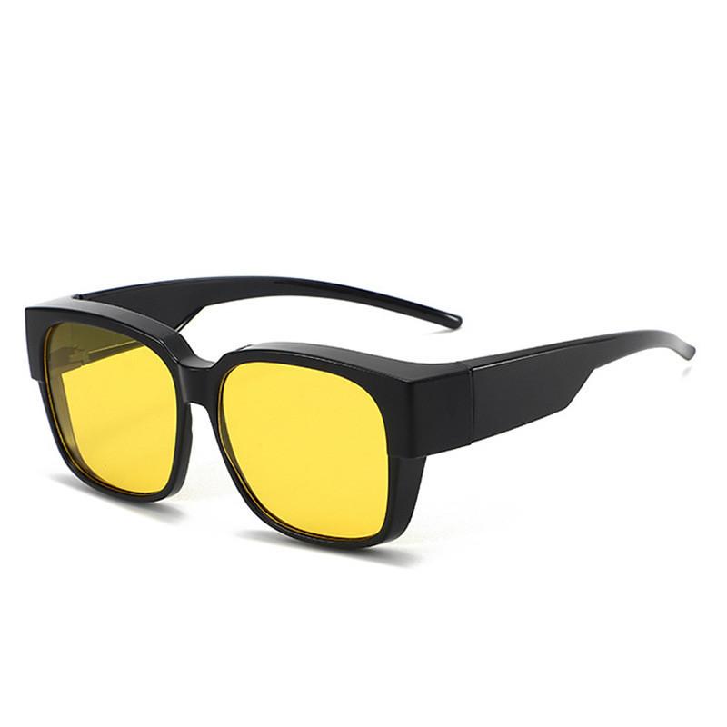 Men s Fashion Oval Frame Polarized Uv400 Yellow Lens Gray Frame Sunglasses For Driving StyleC