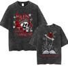 Rose Skull Run Little Mouse Vintage Washed T Shirt Mens Gothic Classic Short Sleeve Tshirts Yk Man Harajuku Clothing Tshirt