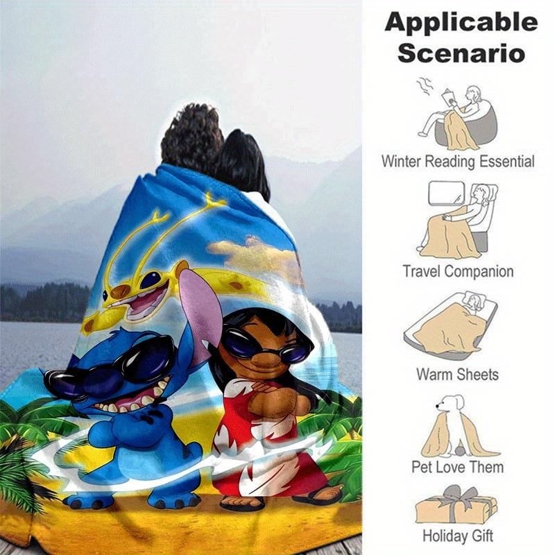 1pc Stitch Printing Blanket - Soft, All-Season Throw for Office Blanket,  | Personalized Gift with Adorable Cartoon Design