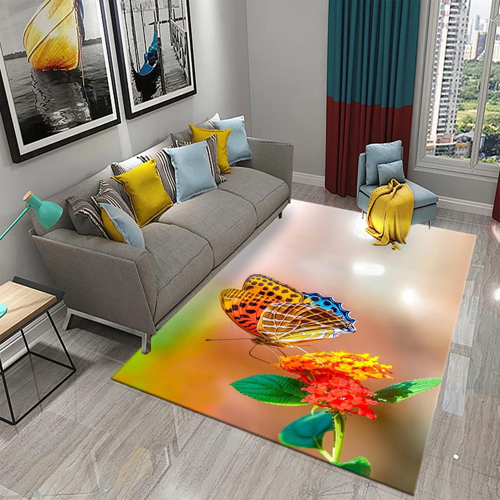 3D bunte Schmetterling Teppich Schlafzimmer Eingang Tür Dekor Matte Innenteppiche Wohnzimmer Fußmatten Badezimmer rutschfeste Teppiche