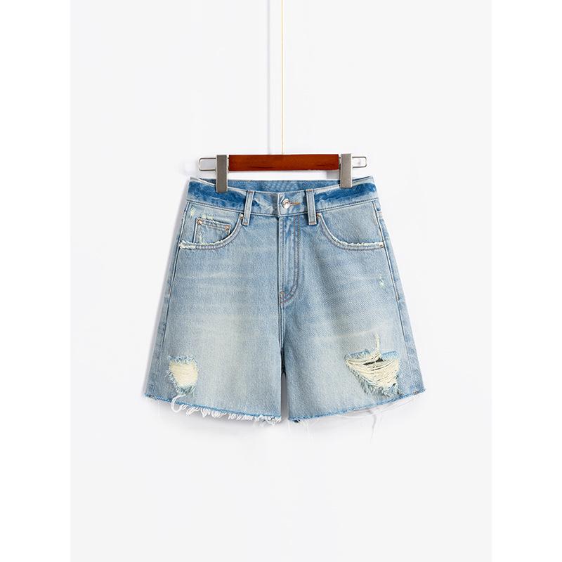 

Summer 2026: Light Blue Frayed Denim Shorts - Slimming & Lengthening Effect L светло-синий