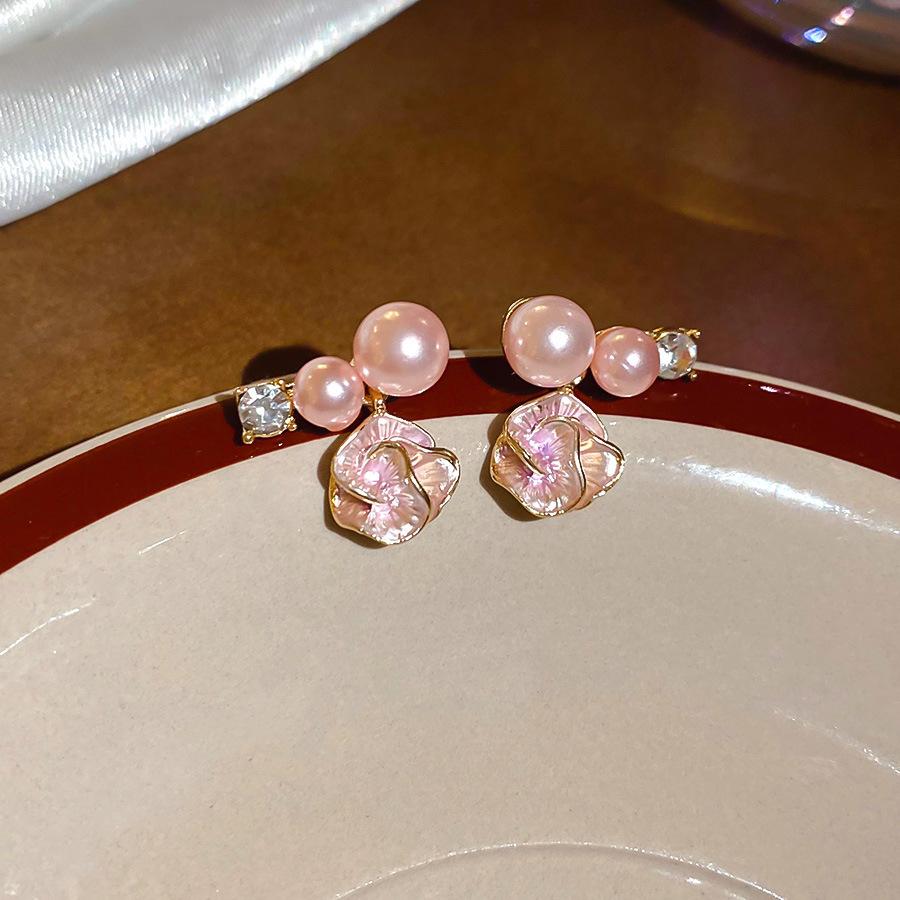 Luxury Pink Zircon Tassel Earrings, Waterfall Crystal Chandelier Studs,Pink Crystal Tassel Earrings Set, Sparkling CZ Chandelier Drop Jewelry