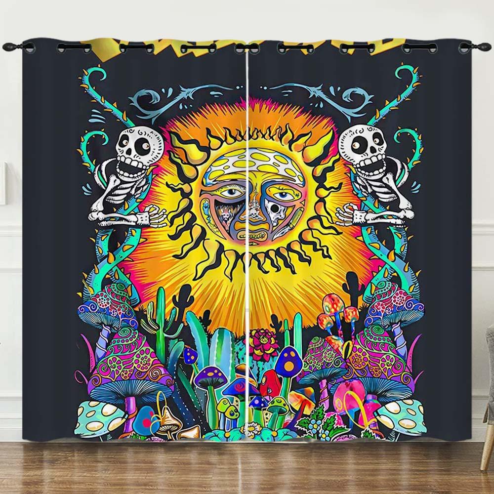 Curtains Sun And Moon Helios 3D Digital Printing Blackout Curtain Punching