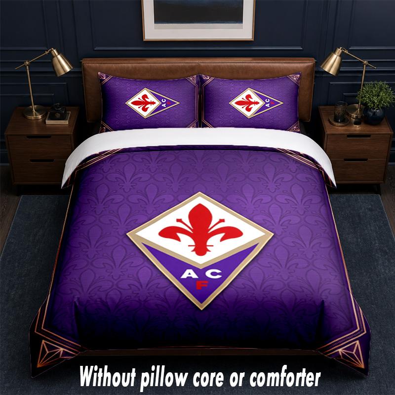 Fiorentina FC Design Bed Bedding Set 1 Duvet Cover + 2 Pillowcases Soft Breathable Household Bed Linens