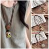 New Chinese Style Feather Leaf Pendant Necklace Vintage Sweater Chain Long Ropse Necklace  Women