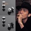 SP 2 Pcs Men Barbell Punk Stainless Steel Crystal Stone Ear Stud Earrings Jewelry Trinket