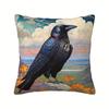 1pc, Black Night Raven Traditional Style Pillowcase, 45.72Cm X 45.72Cm - Short Plush Decor, Single-Sided Print, Polyester, Zipper Closure for Sofa, Li
