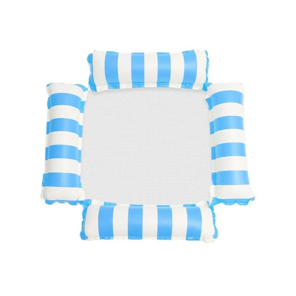Inflatable Stripe Mesh Floating Bed - Foldable Seaside Lounger
