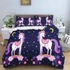 Cute Flowers Rainbow Unicorn Couple Bedding Set Pink Hearts Duvet Cover Pillowcase For Girls Bedroom Decor