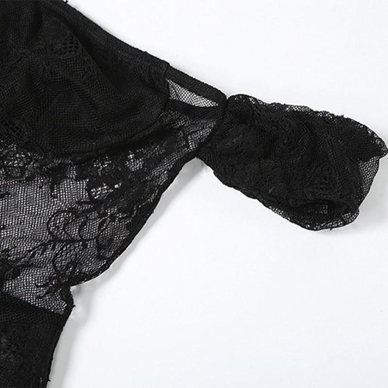 Sexy Durchsichtiges Langes Kleid Aus Spitze, Elegantes Aushöhlen, Rückenfrei, Bedrucktes Partykleid Mit Hoher Taille, Einfarbiges Maxikleid Für Damen