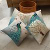 Set Of 4 Pcs Peacock Print Cushion Cover Sturdy Linen Throw Pillows For Couch Set Of 4 Peacock Covers Decorative Pillowcase