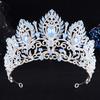 DIEZI Baroque Opal Crystal Flower Tiara For Women Girls Party Luxury Bridal Bride Rhinestone Crown Hair Accessories Jewelry