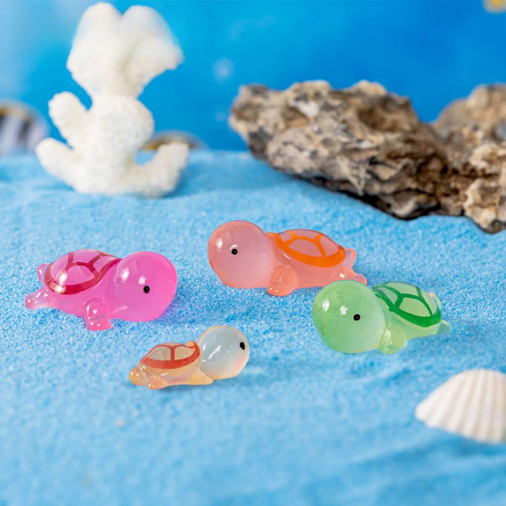 Colorful Luminous Resin Turtle Ornaments For Cartoon Style Tabletop Decorations
