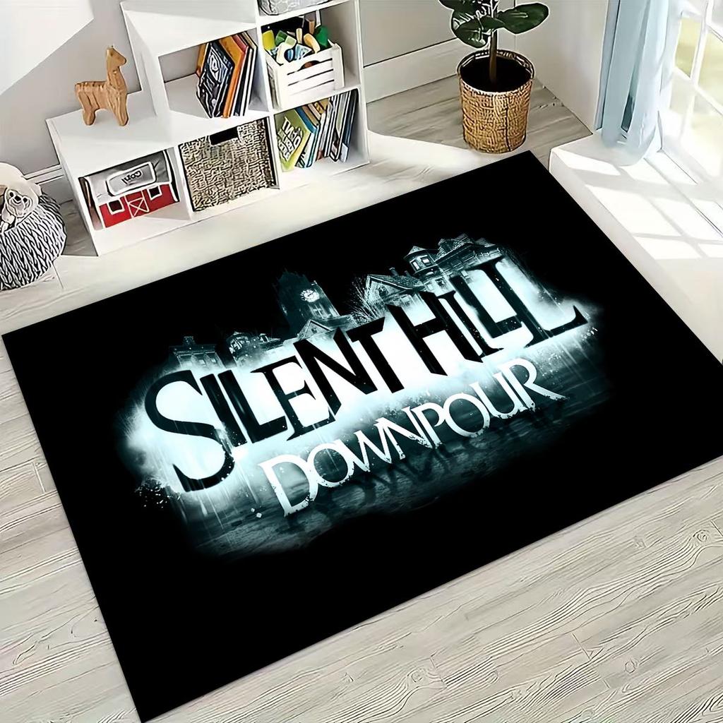 Klassisches Silent Hill Horror Game Filmkunst Teppich für Schlafzimmer Wohnzimmer Sofa Heim Fußmatte Dekor,Große Kinder Spiel Rutschfeste Bodenmatte