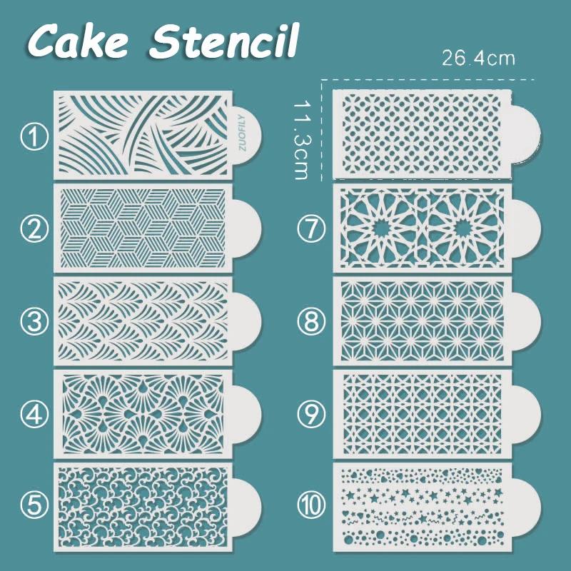 New Pattern Fondant Cake Mesh Stamps Stencils Embossing for Decorating Tool Plastic Spray Mold Wedding Suger Chocolate Painting