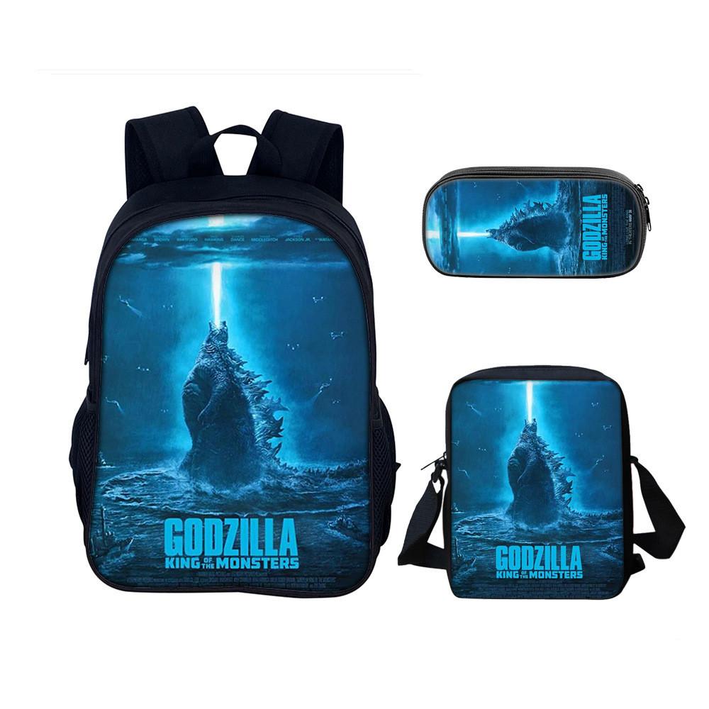 Godzilla Backpack Set With Nylon Material For School And Travel Use