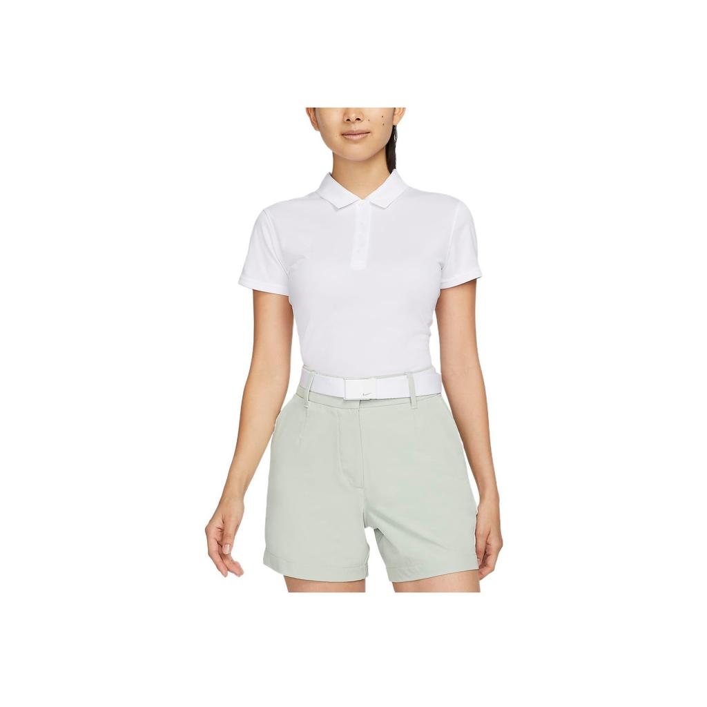 Nike Solid Color Pullover Short Sleeve Polo Shirt Women tops White DH2310-100