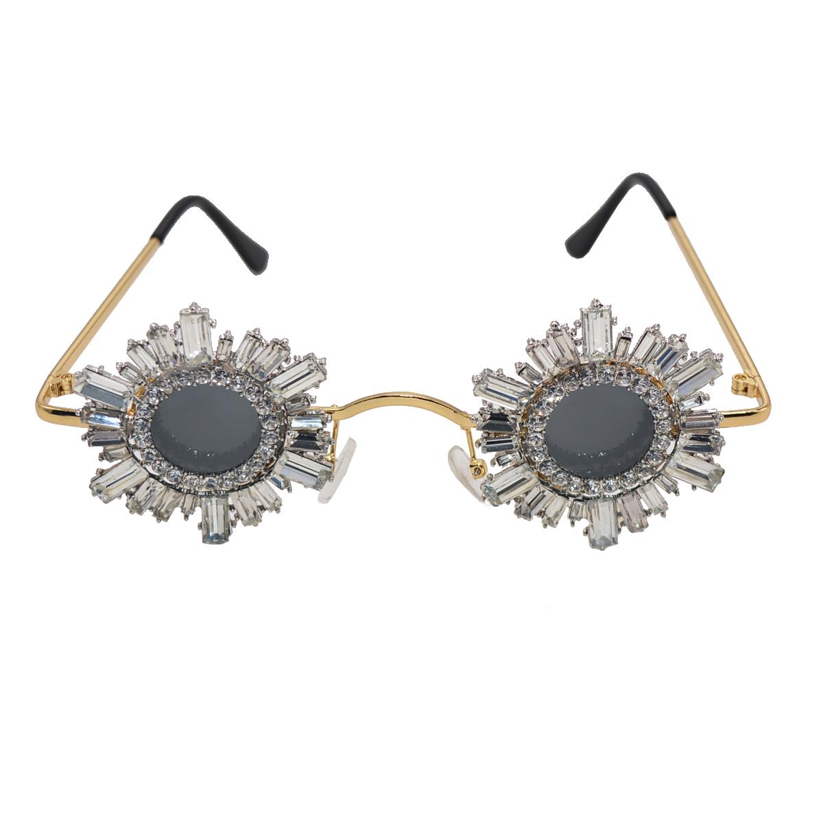 

Retro Full Diamond Round Sunglasses Women s Sunglasses Personalized Diamond-encrusted Round Frame Prince Glasses
