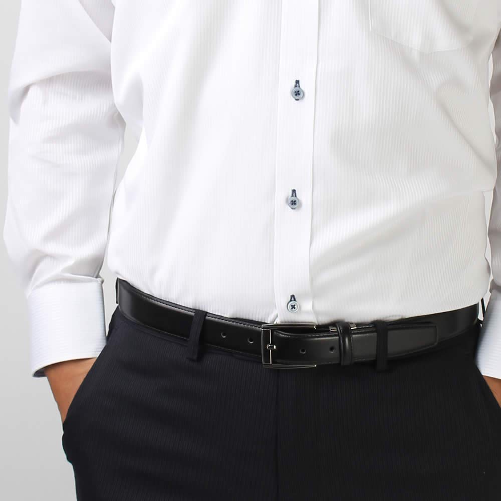 [Atelier365] Business Belt, Leather Belt, Cowhide, Pin Buckle, Waist Adjustment, Genuine Leather on Both Sides, Men's Standard - Black, Japan, Waist:
