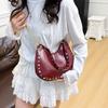 Trendy Retro Rivet Bag  Women's Large Capacity Temperament Versatile Commuting Armpit Bag, Niche Chain Crossbody Bag