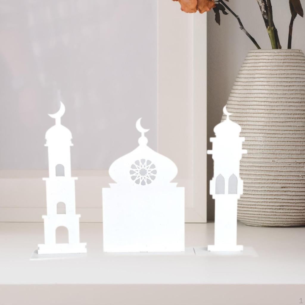 3 Acrylic Ramadan Decorations Flat Ornament for Table Eid Mubarak Display