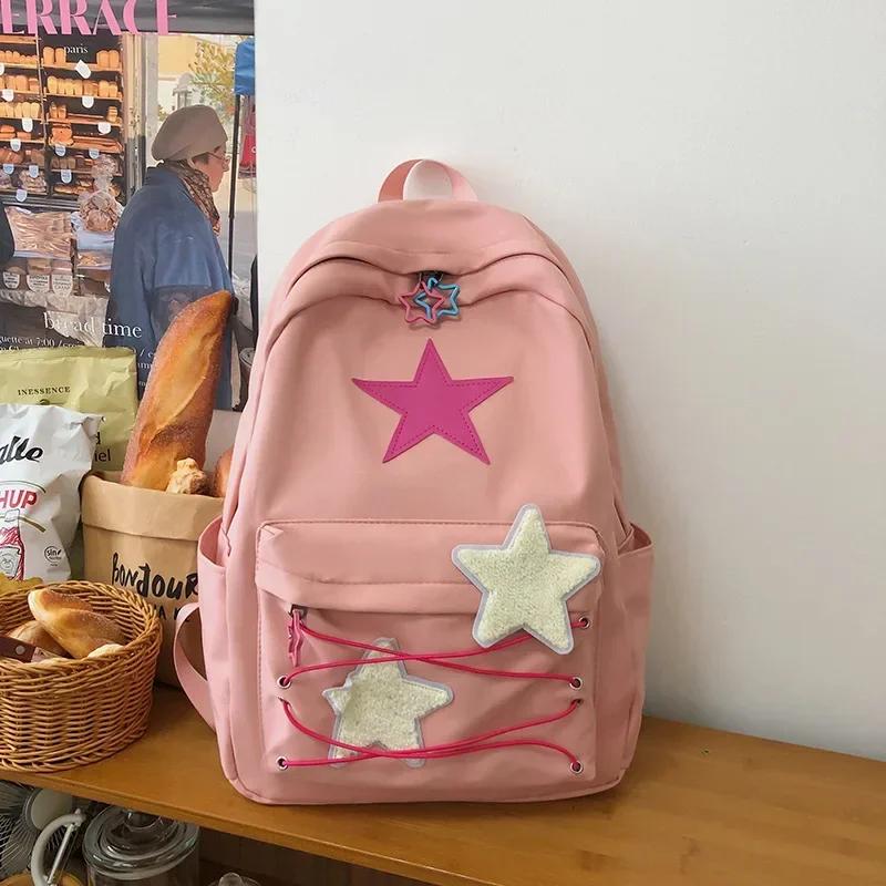 Korean Sweet All Match Star Backpacks Japanese Women Streetwear Y2k Aesthetic Schoolbags High-capacity Kawaii Backpack Students