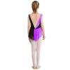 Flickors Konståkningsdansdräkt Glittrig Strass Färgblockad Leotard Genomskinlig Nätmönstrad Ärmlös Bodysuit Hårband Set