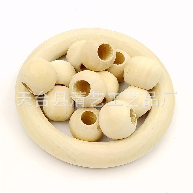 Diy Loose Bead Wood Bead Jewelry Accessories 10-25Mm Log Color Large Hole Lotus Wood Round Beads Handmade Beading
