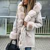 Womens Ladies Warm Plus Size Solid Color Plush Long Sleeve Lapel Imitation Coat