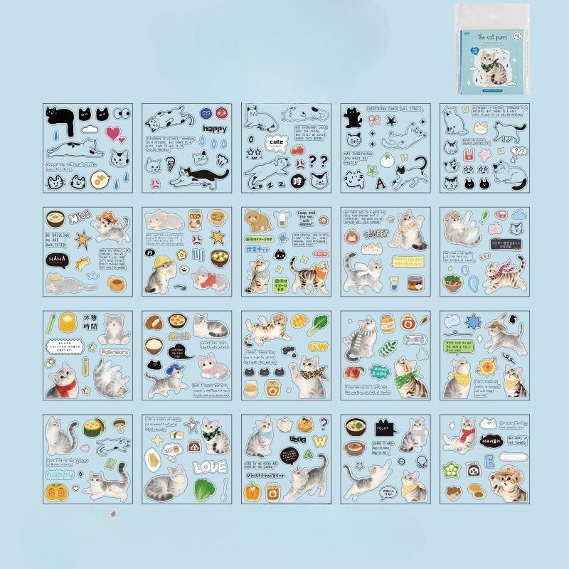 Cute Cat Stickers Adorable Kitten Scrapbook Decals for Journal Diary Planners Kawaii Laptop Water Bottle Decor Animal Sticker