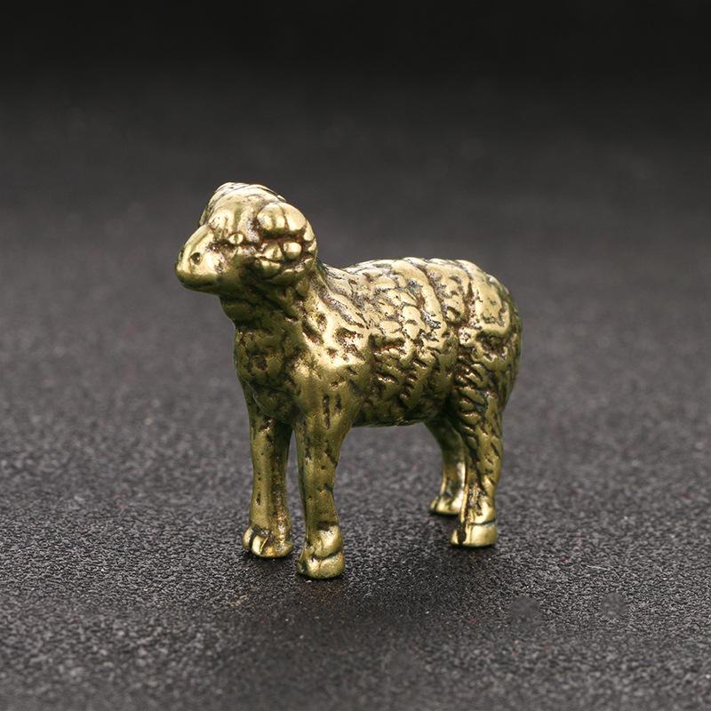 Solid Brass Small Sheep Figurines Miniatures Home Decor Desktop Ornament Tea Pet Decoration Antique Crafts Funny Children Gifts