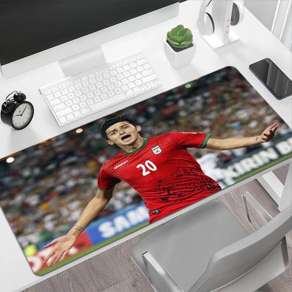 Iranian Football Player Large Mouse Pad Office Mouse Mats Study Desk Mat Non-Slip Rubber Base Computer Desk Office Decoration Accessory