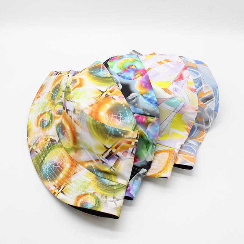 Printed Tie-Dye Bucket Hat For Men And Women Outdoor Sunscreen Bucket Hat Graffiti Double-Sided Basin Hat Trend