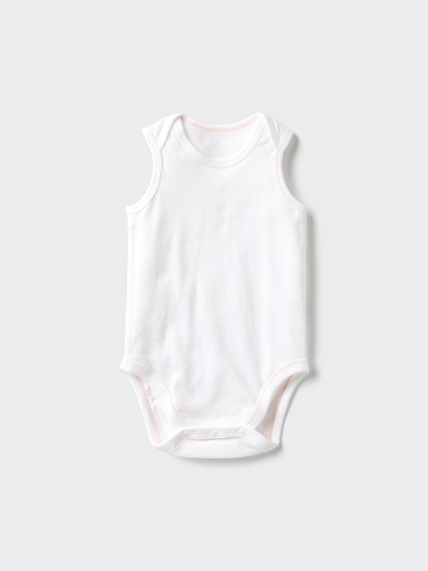 Uniqlo Япония Хлопок Сетчатый Боди Без Рукавов 00 WHITE/70