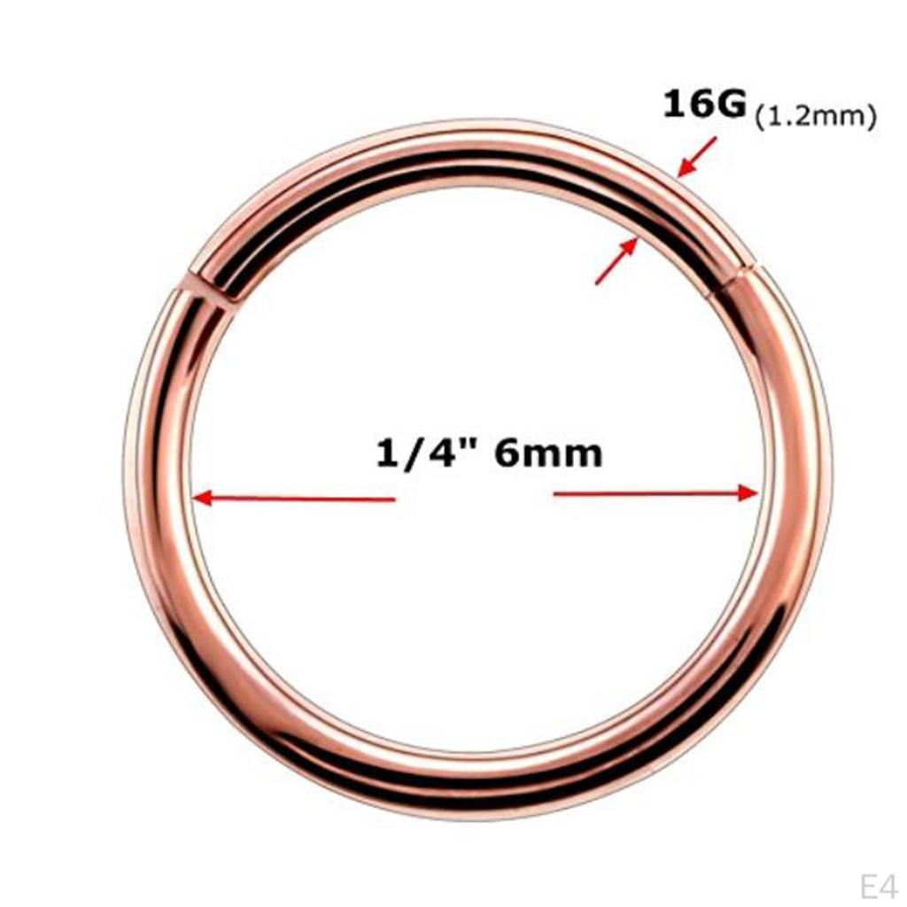 1 Pair Hinged Septum Nose Ring Segment Ear Lip Labret Hoop Rose Mm 8mm 10mm