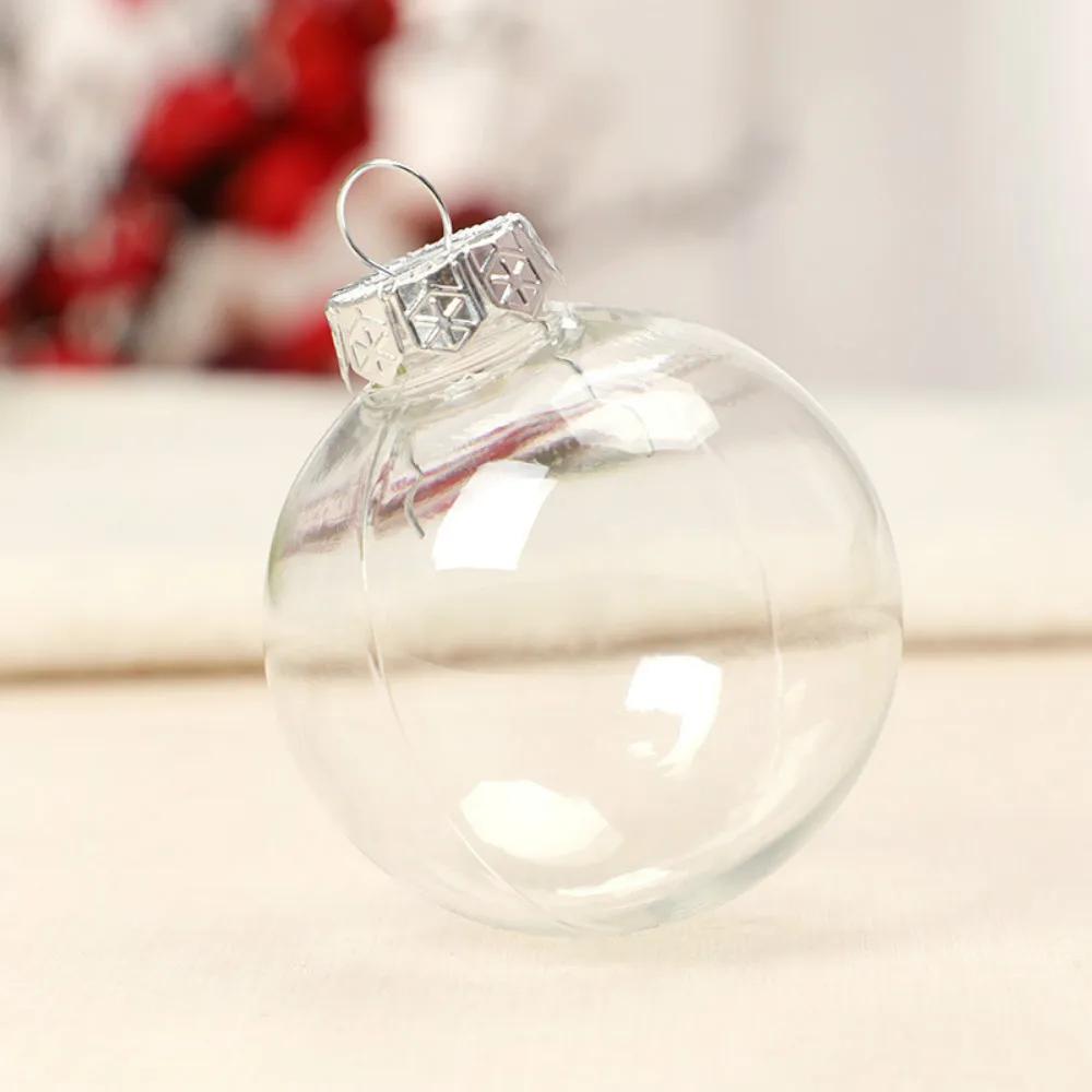 6cm/8cm/10cm Christmas Ball Plastic Baubles Clear Fillable Xmas Tree Hanging Decorations Ornament New Year Diy Decor