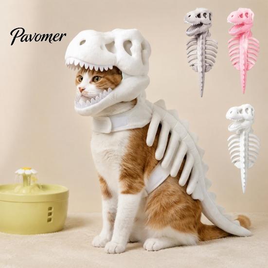 Roupas de Halloween para Animais de Estimação, Fantasia de Dinossauro Esqueleto Gato, Roupa Fofa, Traje Divertido de Poliéster Macio para Gatos, Festa Cosplay, Adereços para Fotos, Confortável