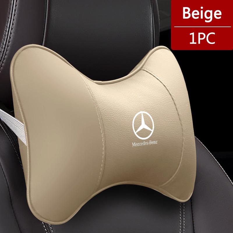 RPO5   Leather Accessories For Mercedes Benz AMG W204 W205 W203 W211 W212 W213 W210 W124 Car Seat Neck Pillow Headrest Rest Cushion