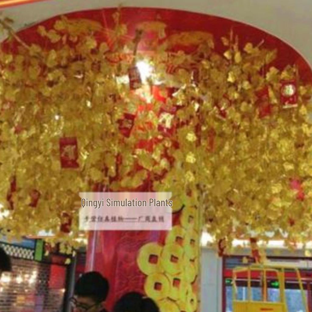 Golden Rattan Artificial Vine with Grape and Apple Leaves - Wedding Ceiling Hanging Decoration