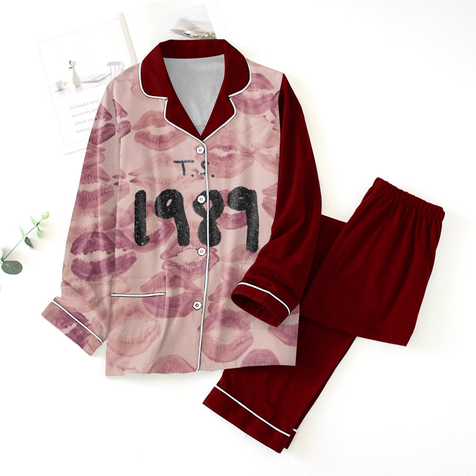 

Рождественские пижамы Taylors 1989, модные комплекты из 2 предметов, рубашки на пуговицах и брюки, мягкий праздничный комплект одежды для дома XXL белый