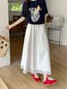 Plus Size Women's Korean Polka Dot Lace A-line Midi Skirt - High Waist Summer Style