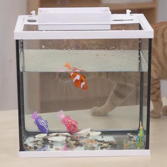 Magic Water Activated Glowing Swimming Fish Waterproof Interactive Robot Fish with Electric Movement Neon Deep-Sea Disco Bath Toy