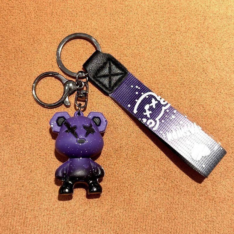 Adorable Galaxy Gradient Bear Silicone Keychain Trendy Fashion Accessory