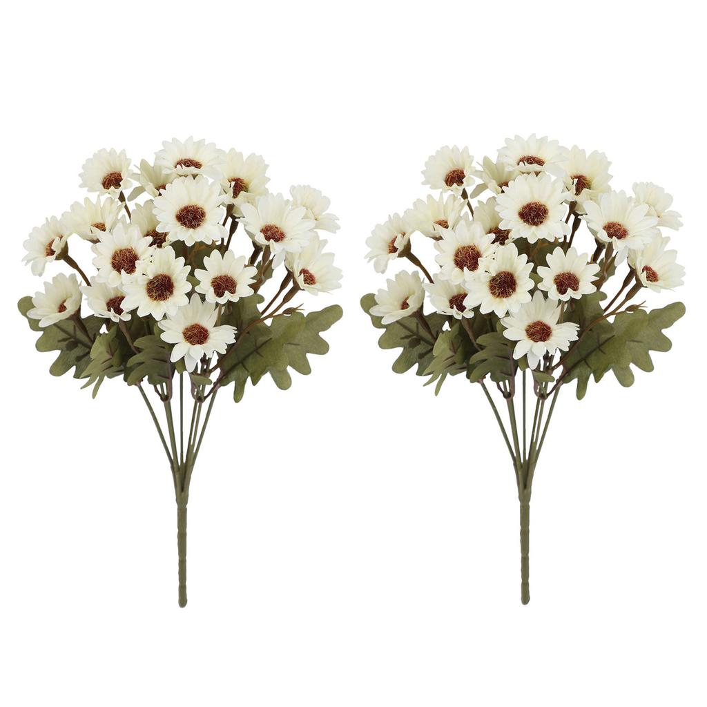 2Pcs Artificial Daisy Flowers Fake Chamomile Bouquet Floral Arrangement Decor for Wedding/Home/Photography Props