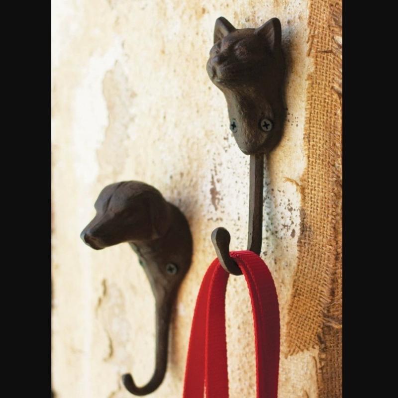1pc Rustic Cast Iron Hook Dog/Cat/Elephant Hanger Wall Mounted Key/Coat/Towel Decor Kitchen Home Improvement Metal Wrought